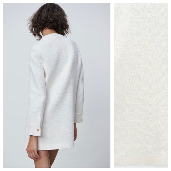 NWT. Zara Off White Textured Jacket Dress. Size L. - Picture 3 of 10